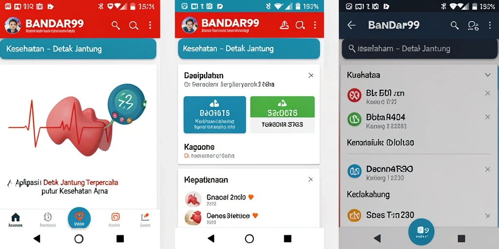 Tampilan antarmuka utama aplikasi BANDAR99 yang memantau detak jantung