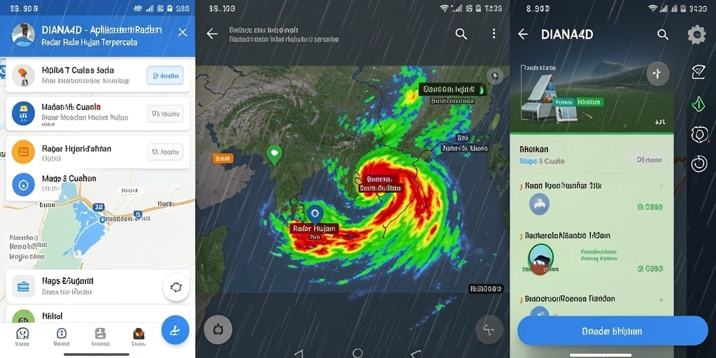 Antarmuka aplikasi DIANA4D menampilkan fitur Radar Hujan dengan jelas.