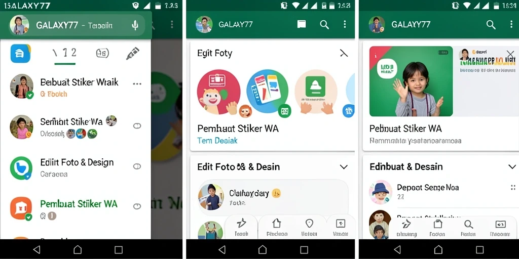 Tampilan antarmuka GALAXY77 yang memudahkan pembuatan stiker WA.