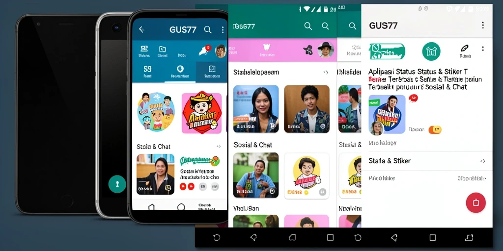Antarmuka GUS77 dengan berbagai pilihan stiker menarik.