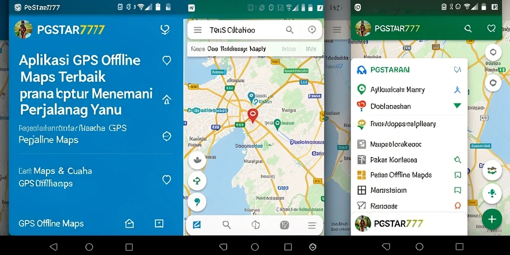 Antarmuka PGSTAR777 yang simpel dan fungsional untuk navigasi offline.