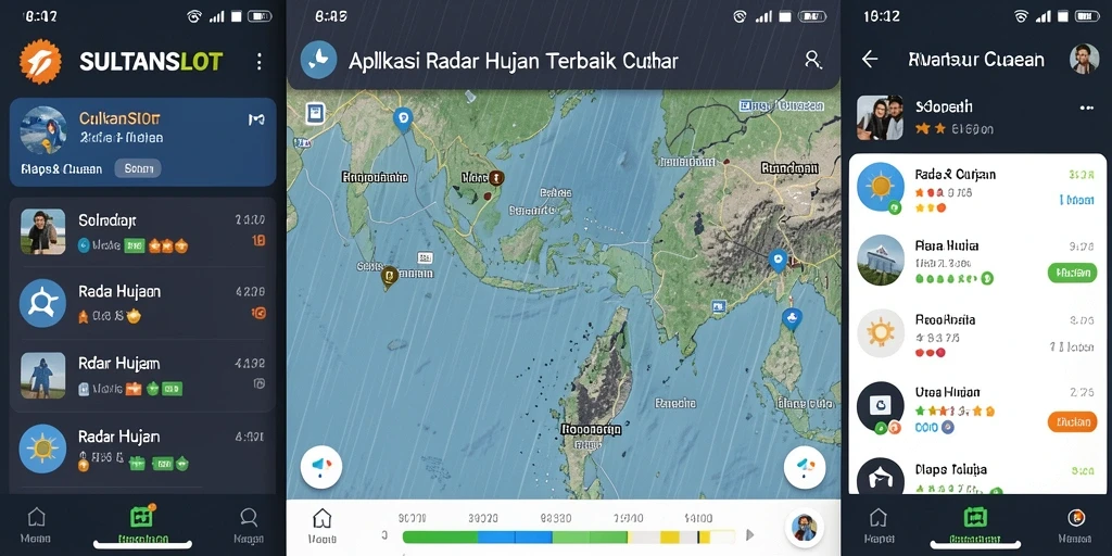 Tampilan antarmuka utama SULTANSLOT dengan radar hujan yang informatif.