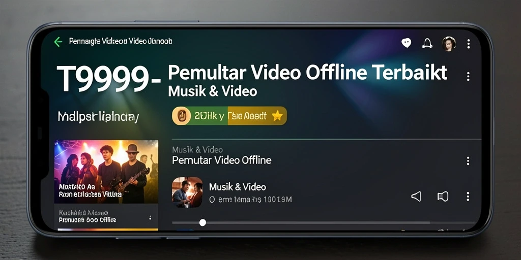 Antarmuka aplikasi T9999 yang sederhana dan fungsional untuk Pemutar Video Offline.